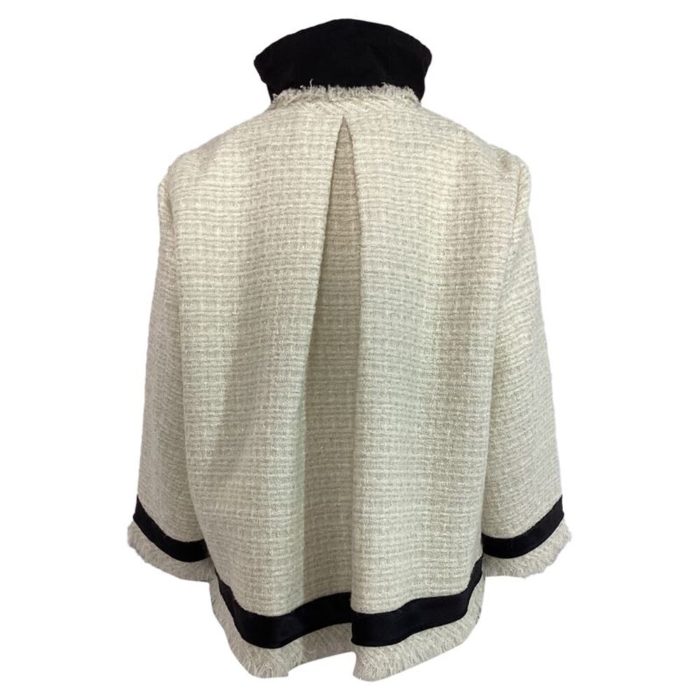 Sacai Double-Zipped Tweed Jacket In White Wool View 3